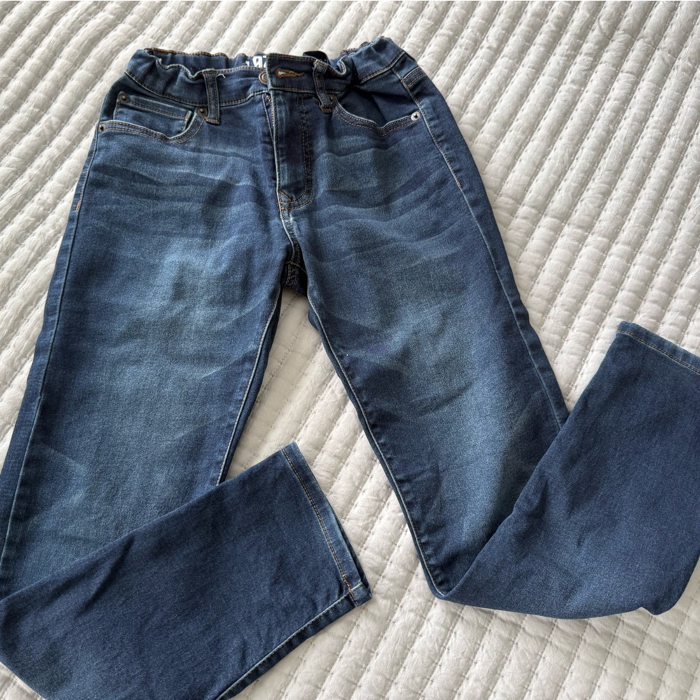 Classic Blue Denim Jeans with Distressed Wash
